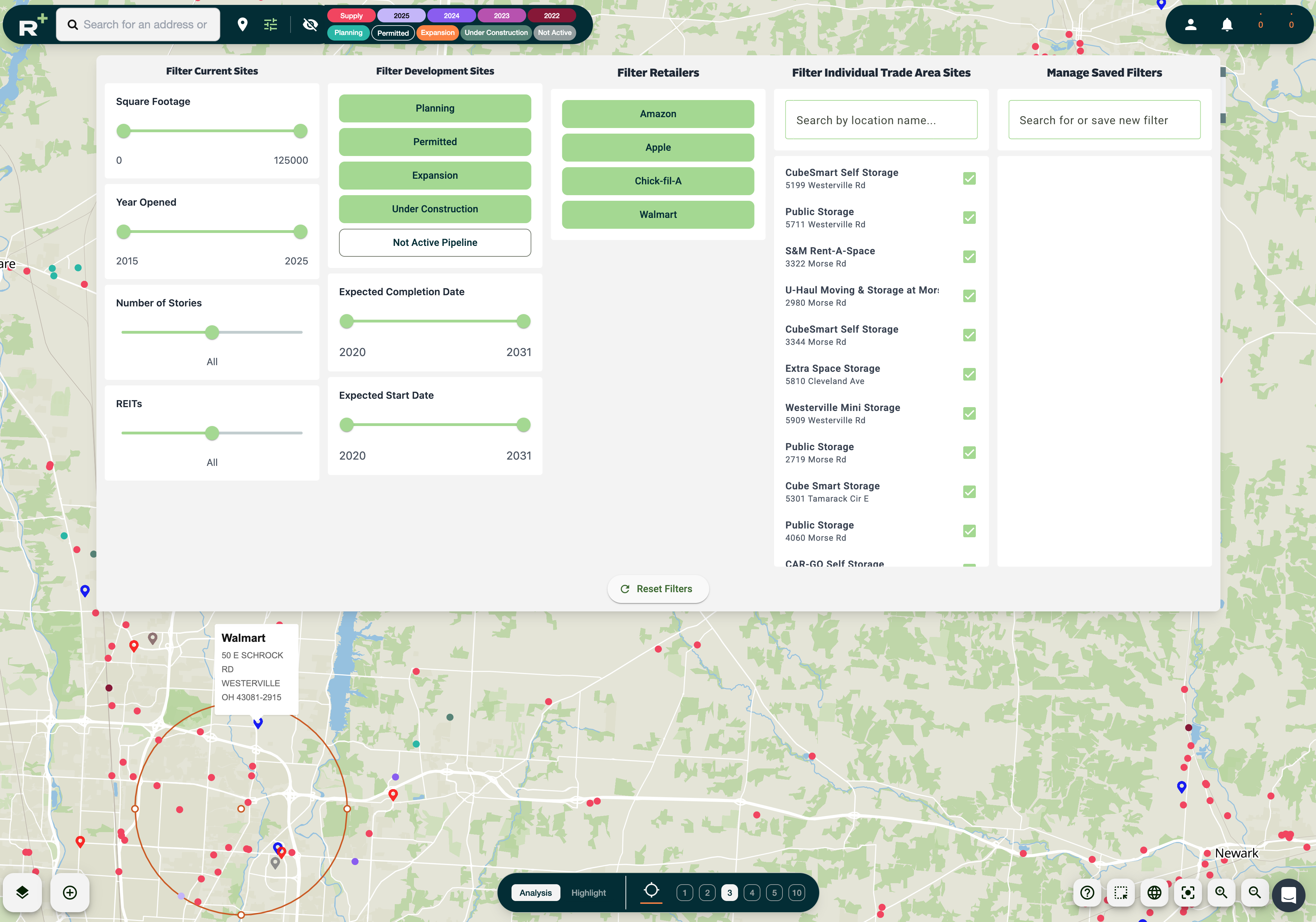 Retailers location map screenshot